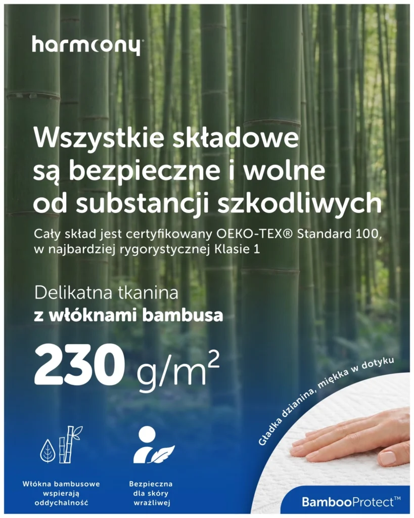 Ochraniacz na materac Harmoony bambusowy, wodoodporny, zdjęcie 3