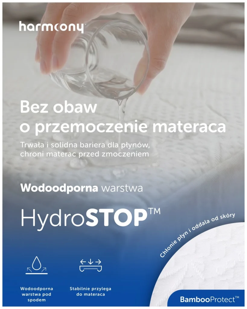 Ochraniacz na materac Harmoony bambusowy, wodoodporny, zdjęcie 5