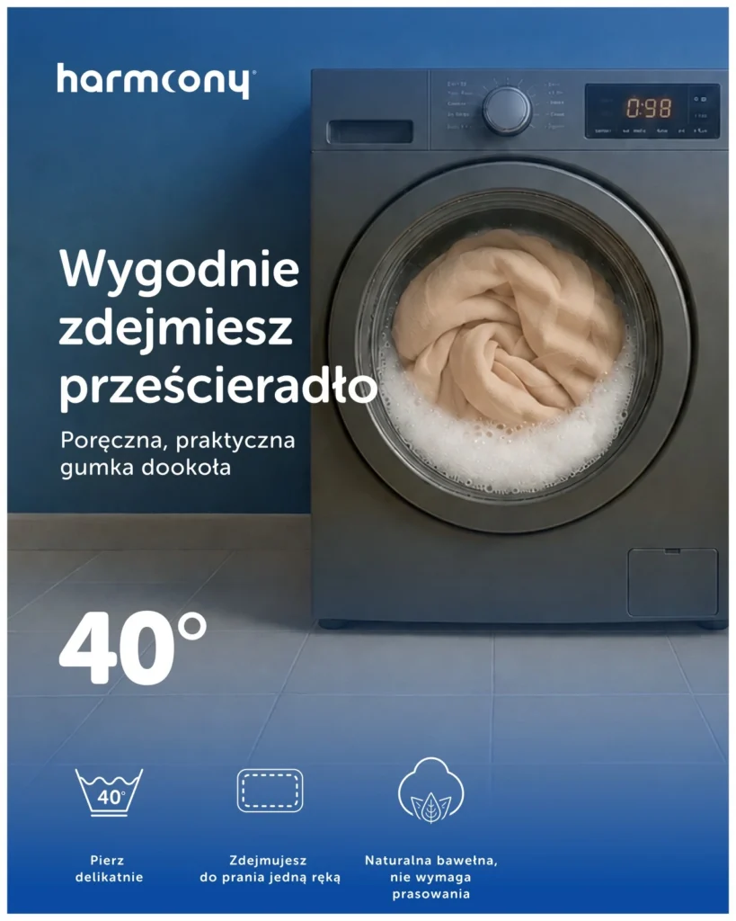 Prześcieradło z gumką Harmoony bawełniane, beżowe, zdjęcie 8