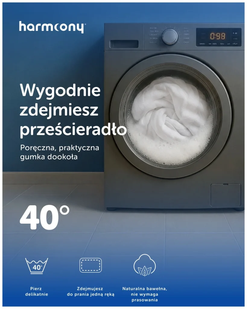 Prześcieradło z gumką Harmoony bawełniane, białe, zdjęcie 8